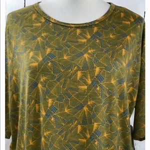 LuLaRoe NWT S Irma Yellow & Blue half sleeve top. (US Women’s 6-8)